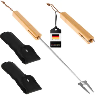 bremermann Teleskop-Grillgabel 2er Set / inkl. Tasche / Edelstahl & Bambus