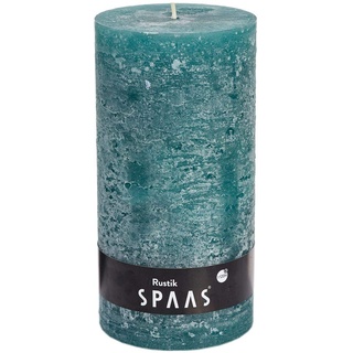 Spaas Rustic Unscented Pillar Candle Hours-Emerald Green Rustikale Stumpenkerze 100/200 mm, ± 120 Stunden, ohne Duft-smaragdgrün, Paraffinwachs, D 100 mm x H 200 mm, 1350