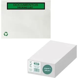Dohe - Packing List ECO (1.000 Stk.) - Größe 175x135 mm, Hüllen aus recycelbarem Papier, Dokumentenversand, Transport und Logistik, Selbstklebend und Widerstandsfähig, Büromaterial