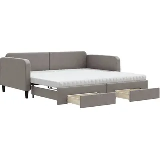 vidaXL Tagesbett Ausziehbar mit Schubladen Taupe 100x200 cm Stoff - Taupe
