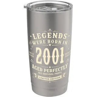 25. Geburtstag Mann Frau Geschenk Vintage Jahrgang 2001 Doppelwandiger Edelstahl-Thermobecher