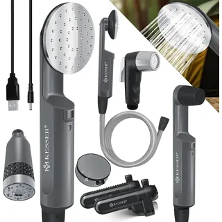 KESSER® Campingdusche mit Akku Tauchpumpe Handbrause 2x 2200mAh-Lithium-Akku, USB-Ladekabel , für Camping Garten - Auto - Outdoor , Hundedusche , Autoreinigung , Inkl. Tragetasche, 12V Pumpe