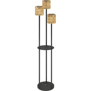 Solar Stehlampe Rattan Solarlampen mit Lichtsensor 3 Lichte Regal Solarleuchte im Boho-Stil IP44 Wasserdichte Solarlampe Outdoor Lampe Solarlaterne für Garten Balkon Außen Rasen Ø37 x 144H cm Aosom