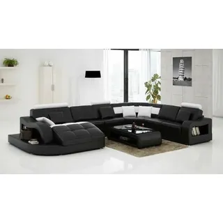 Designer Ecksofa mit Liege Couch Sofa Wohnlandschaft Ledersofa U Form mit USB