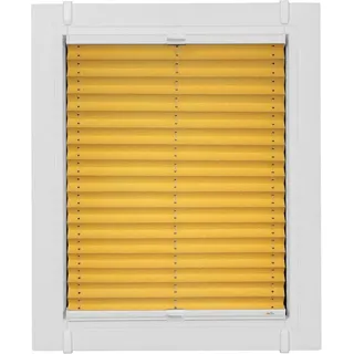 SUNLINES Plissee Young Style Energy Saving, verdunkelnd, ohne Bohren, verspannt, Klemmfix, nach Maß, mit Energiespareffekt, verspannt mit Simply-Fix Klemmträger gelb 82,5 cm x 120 cm