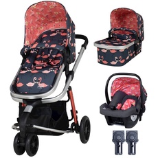 Cosatto Giggle 3 in 1 Kombikinderwagen, Ab Geburt bis 18kg, mit Babywanne, Sportsitz, Babyschale und inklusive Regenschutz, Kompakt faltbar (Pretty Flamingo)