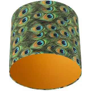 Leuchtenschirm , Blau , Metall, Textil , Federn , zylindrisch , E27 , 24 cm , Lampen & Leuchten, Leuchtenzubehör, Lampenschirme
