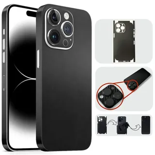 TF Skins kompatibel mit iPhone 15 Pro, Skin Schutzfolie mit 360° Schutz, super dünn und resistent (Matt Schwarz)