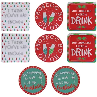 Packung 8 Neuheit Weihnachten Untersetzer - Toller Weihnachtsstrumpf Füller