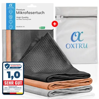 OXIRU Mikrofasertücher Set 40x60 - Als Fenstertücher Streifenfrei, Geschirrtücher Mikrofaser, Poliertuch, Hochglanzfronten Tücher, Glastücher, Auto Microfasertücher einsetzbar