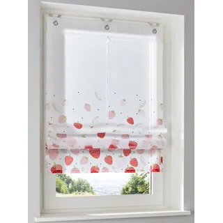 Raffrollo HEINE HOME Gr. 3, weiß, rot, B:80cm H:140cm, Raffrollos, Raffrollo
