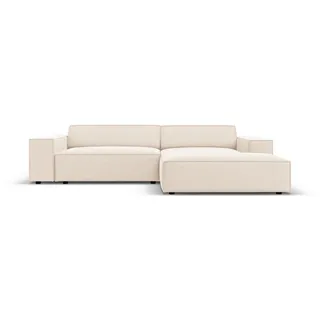 Micadoni Modulares-Ecksofa rechts Jodie aus Samt leichtes beige 3 Sitzplätze , Textil , L-Form , 224x166 cm , Hergestellt in Europa, Oeko-Tex® , Wohnzimmer, Sofas & Couches, Wohnlandschaften, Ecksofas