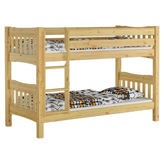 Etagenbett Kiefer Massivholzbett 90x200 Stockbett Hochbett Zubehör wählbar V-60.15-09Ni70 ohne Zubehör - Naturbelassen
