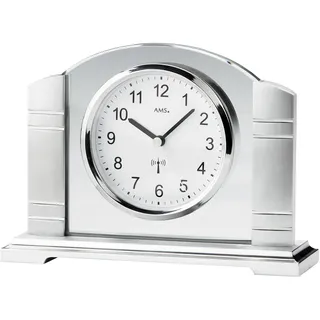 AMS 5142 Funktischuhr, Metallgehäuse, geschliffenes Mineralglas - Silber