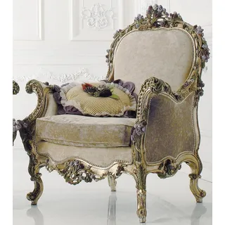 Sessel Sofa Couch 1 Sitzer Designer Couchen Club Art déco Polster Fernseh Lounge - Beige