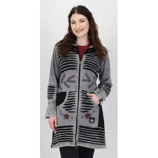 Fleecejacke DEPROC ACTIVE "Patchwork NUNAVUT LONG WMN", Damen, Gr. 40 (M), grau (light gray), 100% Baumwolle, Jacken Fleecejacke, auch in Großen Größen erhältlich
