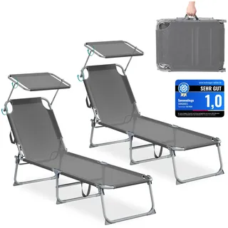 SONGMICS Sonnenliege klappbar, 2er Set, 189 x 53 x 28,5 cm, Gartenliege