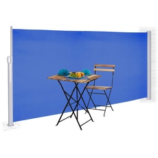 Relaxdays Seitenmarkise ausziehbar, Rollo für Balkon, Garten, Wand, UV-beständiger Sichtschutz HxB: 180 x 300 cm, blau