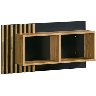 Feldmann-Wohnen Wandregal Lamia Wotan Eiche / schwarz 90 / 21 / 46cm , Braun, Schwarz , Holzwerkstoff , Rechteckig , 90x46x21 cm , Wohnzimmer, Regale, Wandregale