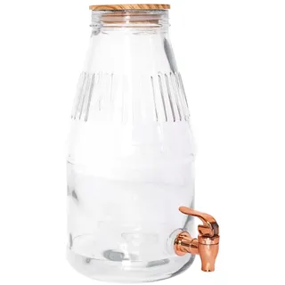 COOK CONCEPT, KA5906, 38L Trinkbrunnen mit Holzdeckel, Elegantes Design, ideal für Cocktails, Biere und Säfte, praktisch für Partys, Maße 31 x 16 cm, transparent, Gold