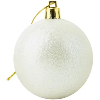 20 cm große, weiße Weihnachtskugel, PVC, bruchsicher, glitzernd, Weihnachtsdekoration, Festliche Weihnachtsbaum-Hängedekoration, rundes Ornament für Urlaub, Heimdekoration