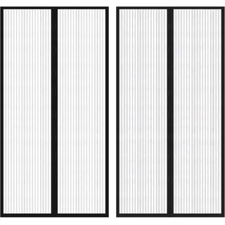The Living Store Fliegengitter-Türvorhang 2 Stk. Magnet Schwarz 210x100 cm - Schwarz