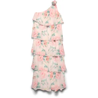 Maxikleid VERO MODA "VMFELICIA OS RUFFLE ANKLE DRESS EXP", Damen, Gr. XS, N-Gr, peony aop:flower aop, Web, Obermaterial: 100% Polyester, bedruckt, knöchellang, Kleider Maxikleid, Kunstfaser, one shoulder Träger