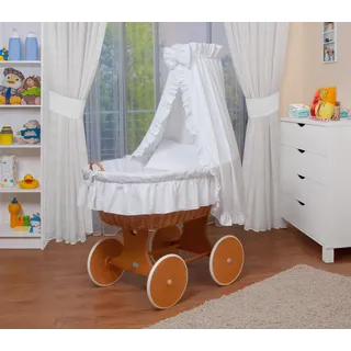 WALDIN Baby Stubenwagen-Set mit Ausstattung,XXL, Bollerwagen, komplett,Weiß,Gestell/Räder lackiert - Weiß