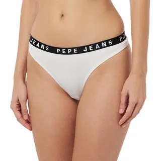 Pepe Jeans Damen Logo-tanga Unterwäsche im Bikini Stil, Weiß, M EU