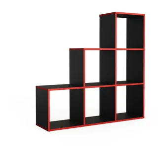 Vicco Treppenregal Raumteiler 107,2 x 107,8 x 29 cm Schwarz/Rot