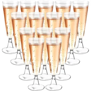Behiruch Sektgläser Plastik 30 Stück, Kunststoff Sektgläser 160ml, Mehrweg Champagnergläser für Hochzeit, Party & Picknick - Transparent & Langlebig