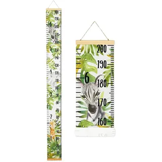 Kinder-Messlatte zum Aufhängen, Skala in Zentimeter und Fuß, niedliches Safari-Dschungel-Motiv, 20 x 200 cm