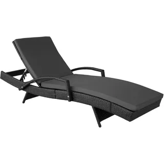 tectake Sonnenliege Océane 190x71x34-74,5 cm, Aluminium/Polyrattan,5-fach verstellbare Rückenlehne, schwarz, wetterfest , Schwarz , Kunststoff , 71x74.5x190 cm , Gartenmöbel, Gartenliegen
