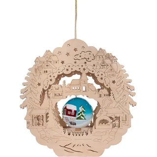 Myflair Möbel & Accessoires Dekoobjekt »Weihnachtsdeko mit LED Beleuchtung«, mit drehbarer Weihnachtskugel, aus Holz, Höhe ca. 32 cm, beige