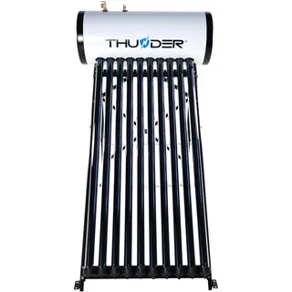 THUNDER Vakuumröhren Solarkollektor Heat Pipe 100 l 10 Röhren Solar Warmwasserbereiter Edelstahl SUS304 Warmwasserspeicher Solarsystem | schwarz