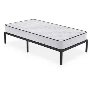 Akord Metallbett Klappbares mit Matratze 100x200 cm Schwarz , Metall , H3 , Rechteckig , Schlafzimmer, Betten, Metallbetten
