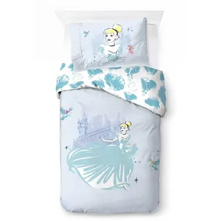 Jay Franco Disney Prinzessin Cinderella – Einzelbett-Bettwäsche-Set 100% Baumwolle mit Kissenbezug 50 x 70 cm