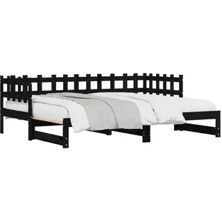Tagesbett Ausziehbar Schwarz 2x(90x200) cm Massivholz Kiefer - Schwarz