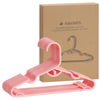 Navaris Kinderkleiderbügel 20er-Pack - robuste und langlebige Baby Kleiderbügel - Kinderbügel platzsparend für Baby- & Kleinkinderzimmer - Kunststoff Kleiderbügel Rosa