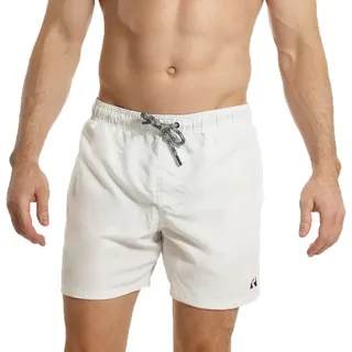 RIPT Herren Essentials Badeshorts schnell trocknend UV 50 Sonnenschutz Badehose, Weiß, S