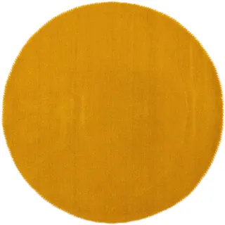 carpetfine Gabbeh Lola Uni Wollteppich Ø 120 cm Gelb
