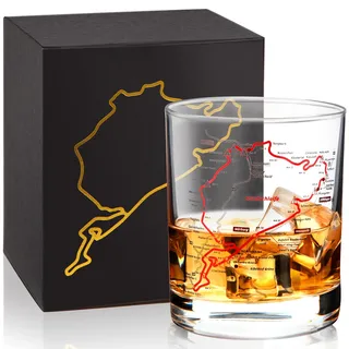 LeKuni Whisky Gläser Mit Nürburgring- 300 Ml Whiskey Gläser Für Vodka, Rum, Bourbon, Cognac, Scotch, Cocktail Und Likör - Geschenke Für Autobegeisterte Männer