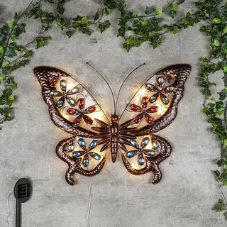 HI Garten-Wandleuchte LED Solar Juwelen-Schmetterling - Weiß