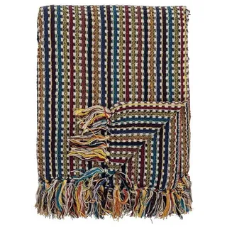 Bloomingville Lazzario Plaid 130 x 160 cm Blau/Mehrfarbig