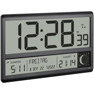 TFA Digitale XL Funk Wanduhr 23,5 cm 60.4524.01 schwarz