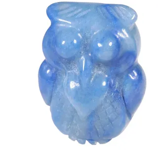 KYEYGWO Kristall Eule Figur für Haus Decor, Klein Blauer Aventurin Stein Käuzchen Statuen Heilstein Tierskulptur Talisman Palm Taschensteine Sammlerfigur Vögel Ornament, 3,1cm