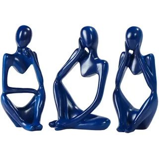 bmlcgj Thinker Statue, Gold-Dekor, abstrakte Kunst-Skulptur, goldene Harz-Sammelfiguren für Zuhause, Wohnzimmer, Büro, Regal-Dekoration, tolle Geschenkideen (blau)
