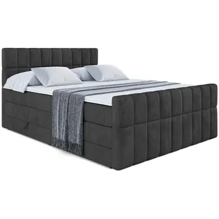 altdecor Boxspringbett Miami-Z King - 180x200 - H3/H4 - Schwarz - Holzwerkstoff - Höhe ca. 20 cm , 180x200 cm , Schlafzimmer, Betten, Boxspringbetten