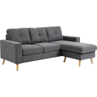Homcom Ecksofa Leinen, Gummiholz