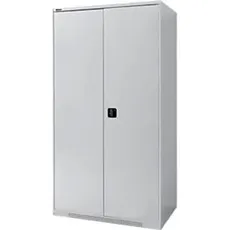 Schäfer Shop Genius Flügeltürenschrank FS, Stahl, mit Belüftungslöchern, B 1055 x T 620 x H 1950 mm, 5 OH, Weißalu/Weißalu, bis 500 kg